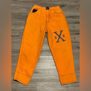 VTG 80s Traffic Embroidered High Waist Women's Mom Jeans Size 13/14 Orange